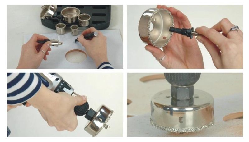 9PC Tungsten Carbide Grit Hole Saw with Locating Plate Pilot Drill