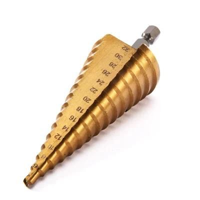 HSS Steel Shank Step Nhexagon Large Cone Titanium Coated Metal Bit Cut Set Hole Cutter 4122032mm Electric Tools Drill Parts