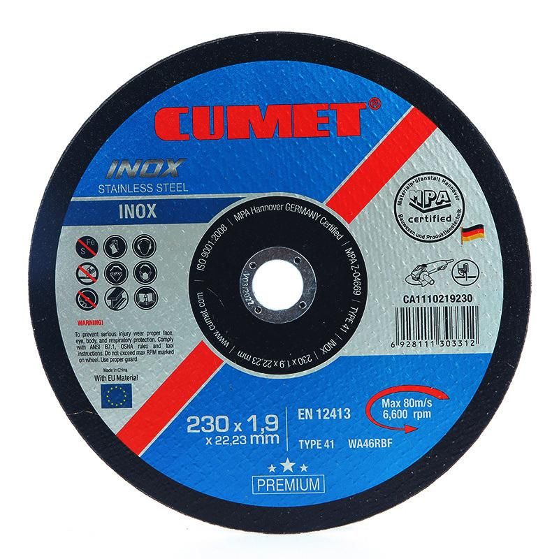Cumet 9′ ′ Cutting Disc for Stainless Steel (230X1.9X22.2) with MPa Certificate