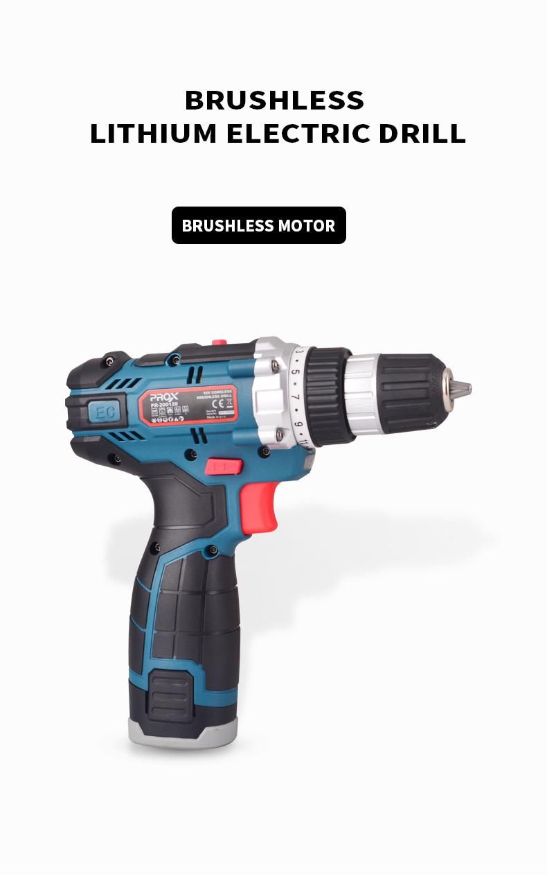 Prox Professional Quality Electric Tools 10mm/13mm 16V Cordless Brushless Drill Pr-200120