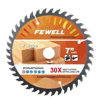 Premium Grade Fast Speed 150*2.0/1.4*40t*20mm Circular Tct Circle Saw Blade for Cutting Wood