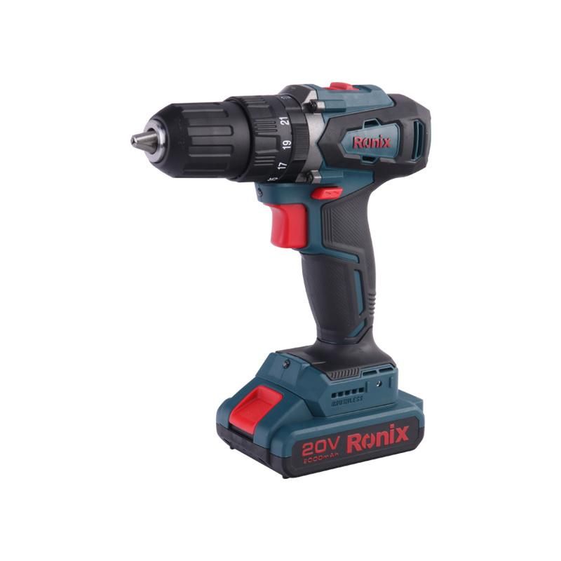 Ronix Chuck Size 13mm with Two Batteries Brushless Hammer Drill Kit