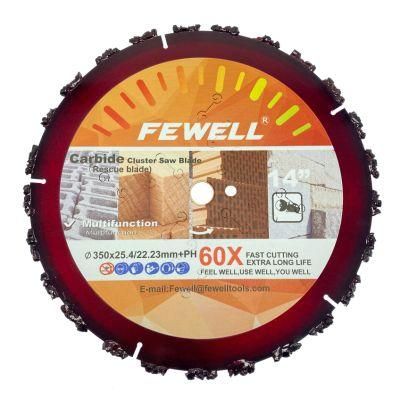 14inch Mltifunction 350X25.4/22.23mm+Pin Hole Carbide Cluster Rescue Saw Blade with Silent Line for Cutting Concrete Wood Brick