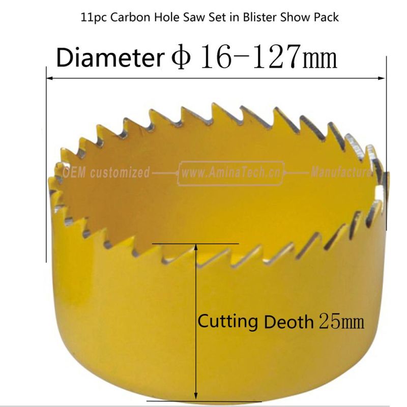 Aminatech 11pc Carbon Hole Saw Set in Blister Show Pack