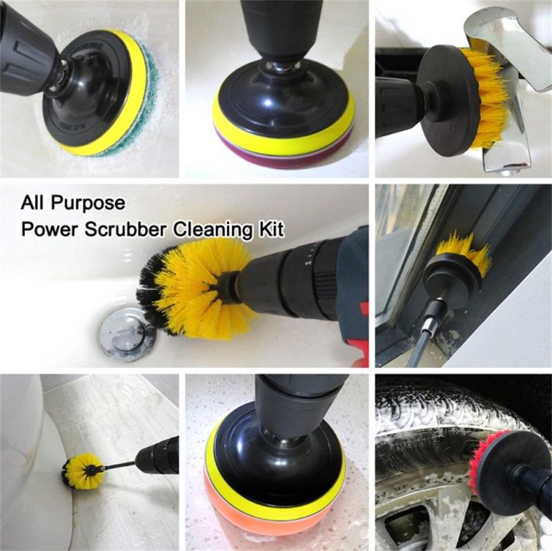 Electric Cleaning Brush 4 Pieces Set 2/3.5/4/5 Inches Car Washing Green Drill Brush Head in Stock dB0719