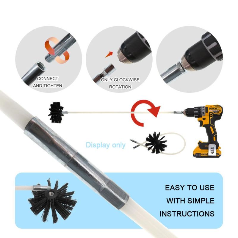 Electric Drill Pipe Brush 26/7.92m Rod Dryer Flue Brush Cleaning Electric Brush