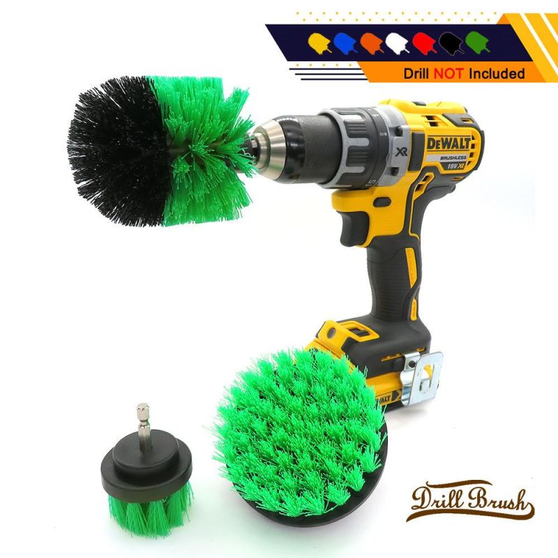 Electric Drill Brush 3-Piece Set 2 Inch 3.5 Inch 4 Inch Electric Green Cleaning Brush Head