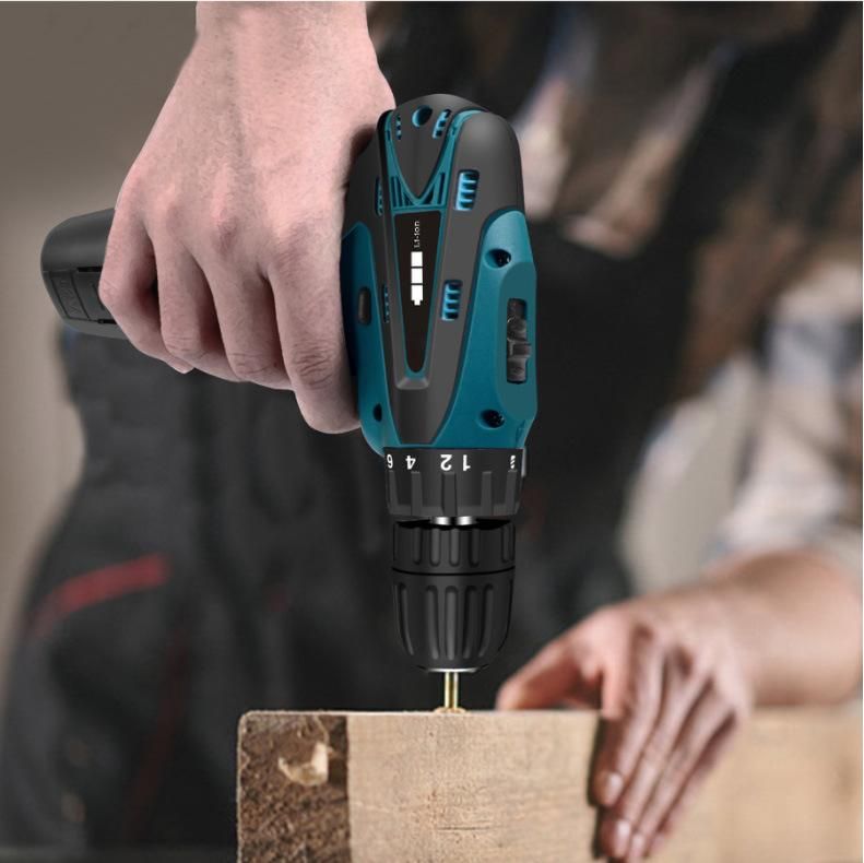 China Factory High Quality Construction Tool 14PCS 12V Lithium Battery Two Speed Cordless Drill Electric Tool Power Tool