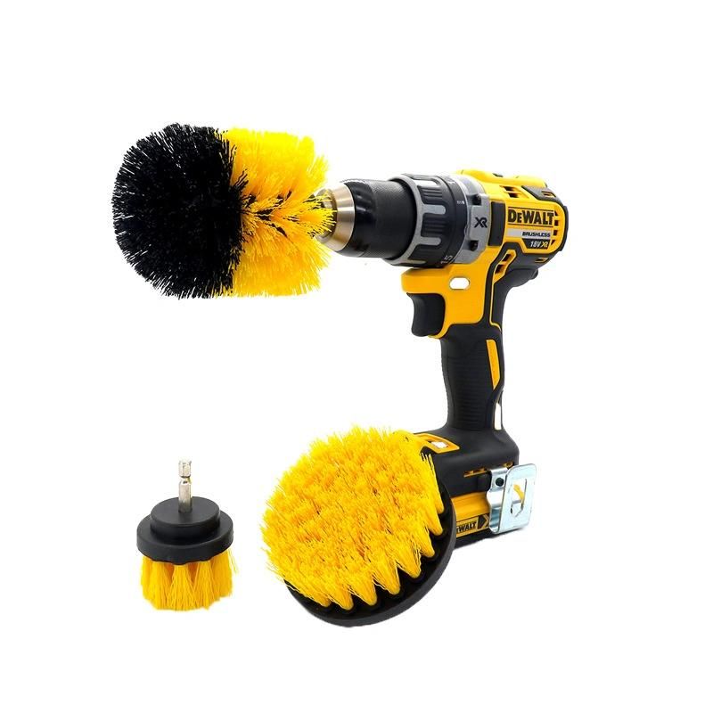 Electric Drill Brush 3-Piece Set 2 Inch 3.5 Inch 4 Inch Electric Yellow Cleaning Brush Head