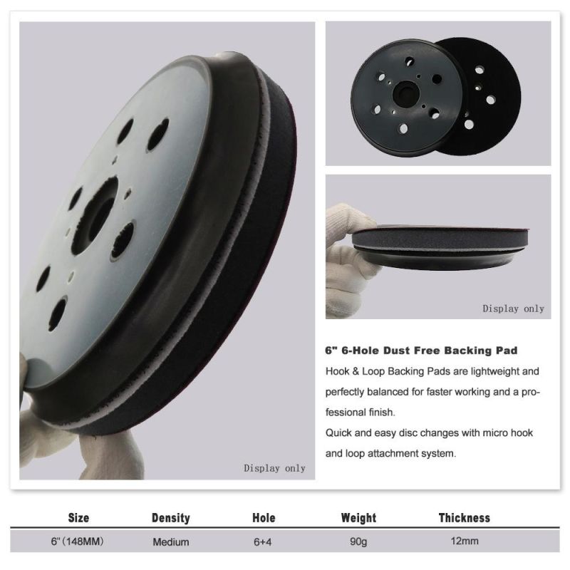 148mm 6 Holes Dust Free Black Sanding Pads