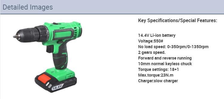 2020 Lithium Battery 14.4V Light Brushless DC Motor Cordless Drill