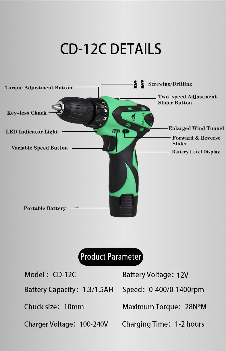 Nextop 12V Cordless Screwdriver Drill with Accessories