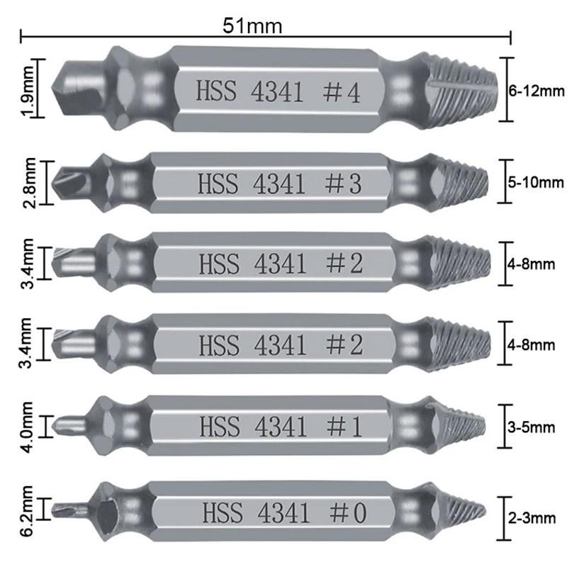 6PCS Damaged Screw Extractor Drill Bit Set Easily Take out Broken Screw, Bolt Remover Stripped Screws Extractor Demolition Tools