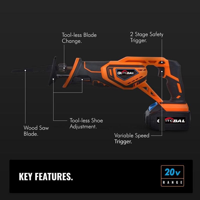 Battery Compatible Electric Cordless Reciprocating Saw Power Tool