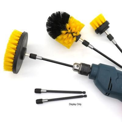 Electric Drill Brush 4-Piece Set Electric Nylon Yellow Cleaning Brush with Extension Rod Combination Set