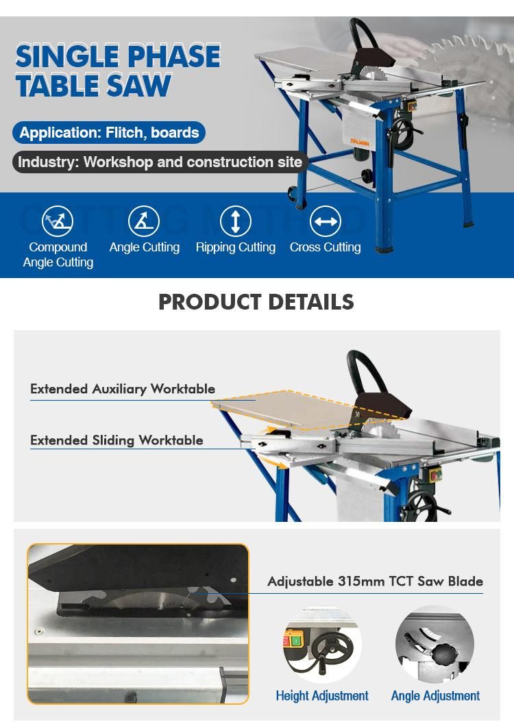 Wholesale 240V 2.8kw 315mm Wood Table Saw with Sliding Table for Workshop