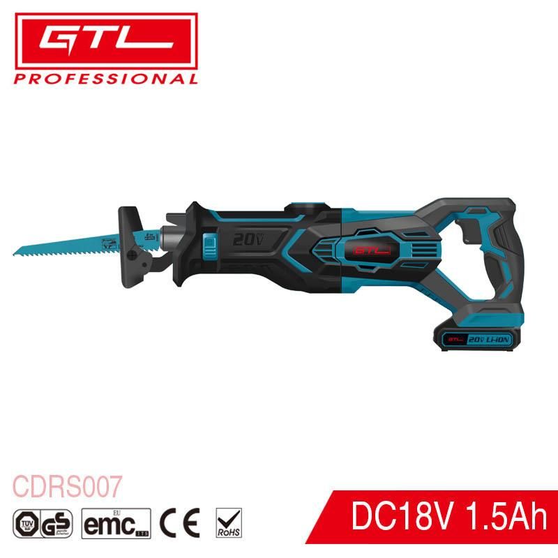Cordless Garden Tool Lithium Reciprocating Saw with 20V 1.5ah Battery, 28.5mm Stroke Length, Variable Speed for Wood/Metal/PVC Cutting (CDRS007)