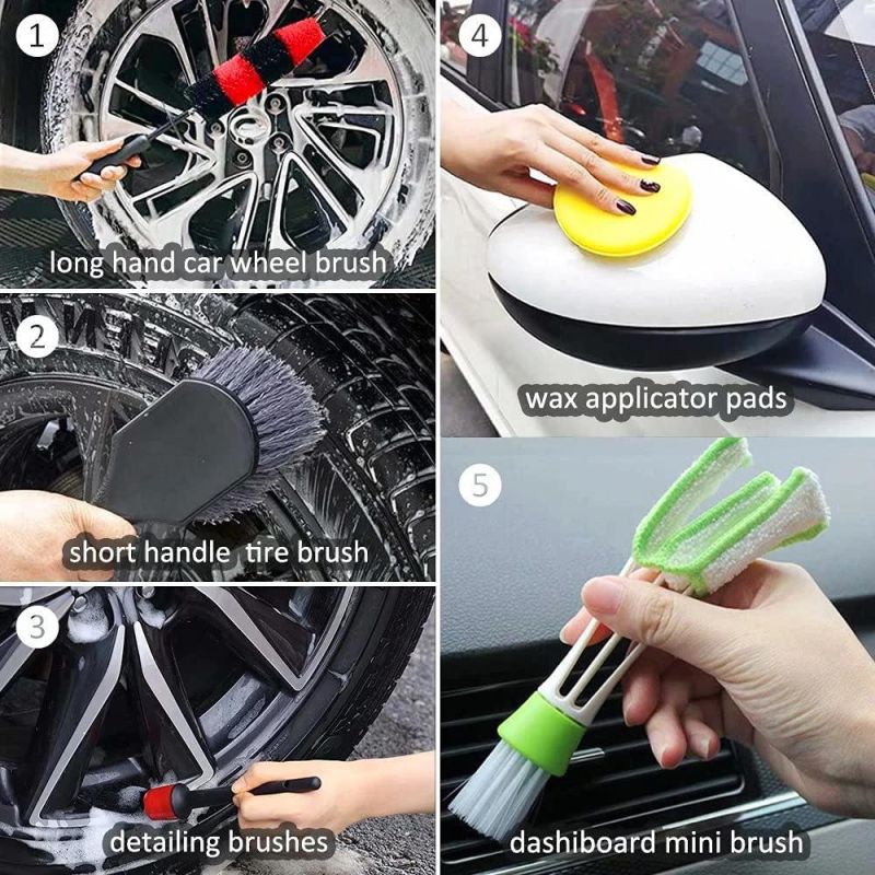 Cross-Border Supply Car Cleaning Brush 12-Piece Set of Car Interior Dust Removal Detail Brush Glass Cleaning Cloth Wheel Brush
