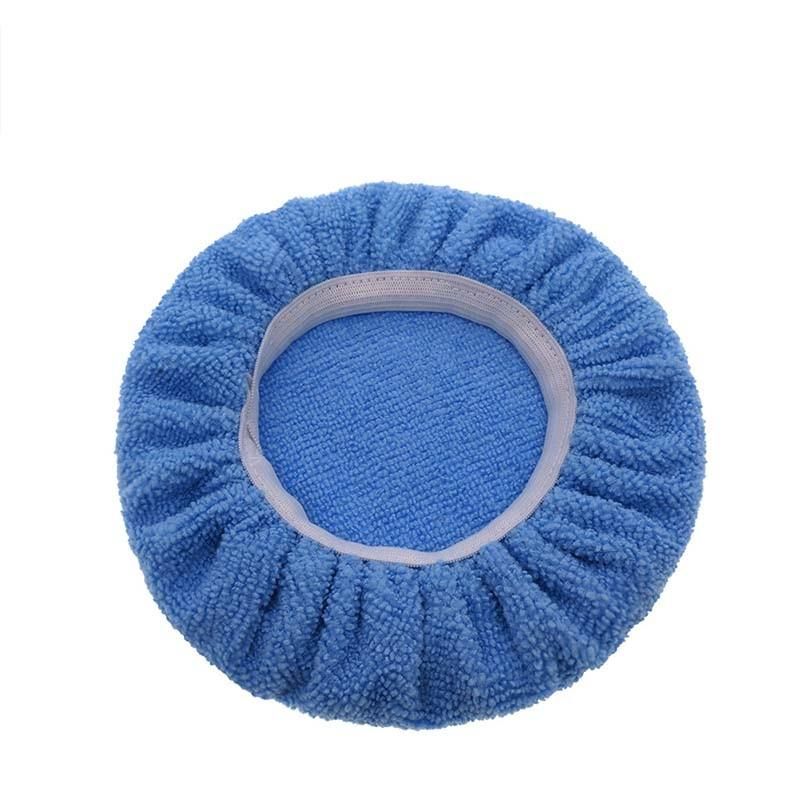 Cross-Border Supply 5-6 Inch Light Blue Car Waxing Cloth Microfiber Polishing Waxing Set Car Cleaning Beauty