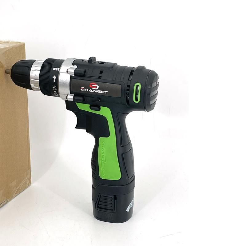 Cg-2004green Impact Double Speed 12V 16.8V 21V Li-on Lithium Battery Professional Manufacturer Hand Rechargeable Forward and Reverse Impact Cordless Drill