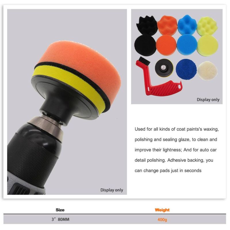 Cross-Border Supply 3-Inch Car Polishing Sponge 21-Piece Set of Car Cleaning Supplies Beauty Waxing Self-Adhesive Polishing Disc Pad