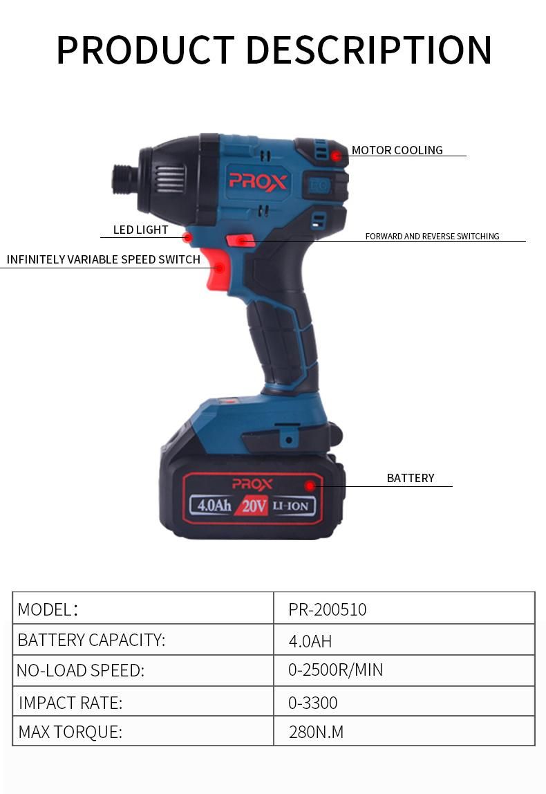 Prox 20V Li-ion Cordless Brushless Hand Impact Screwdriver Pr-200510