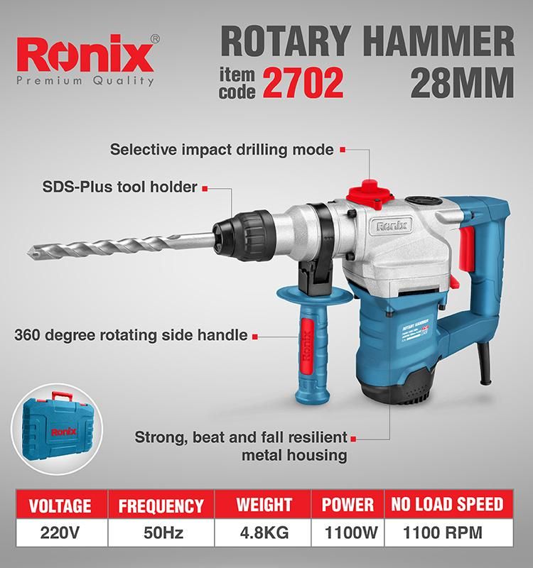 Ronix Model 2702 28mm High Quality SDS Rotary Hammer Impact Drill