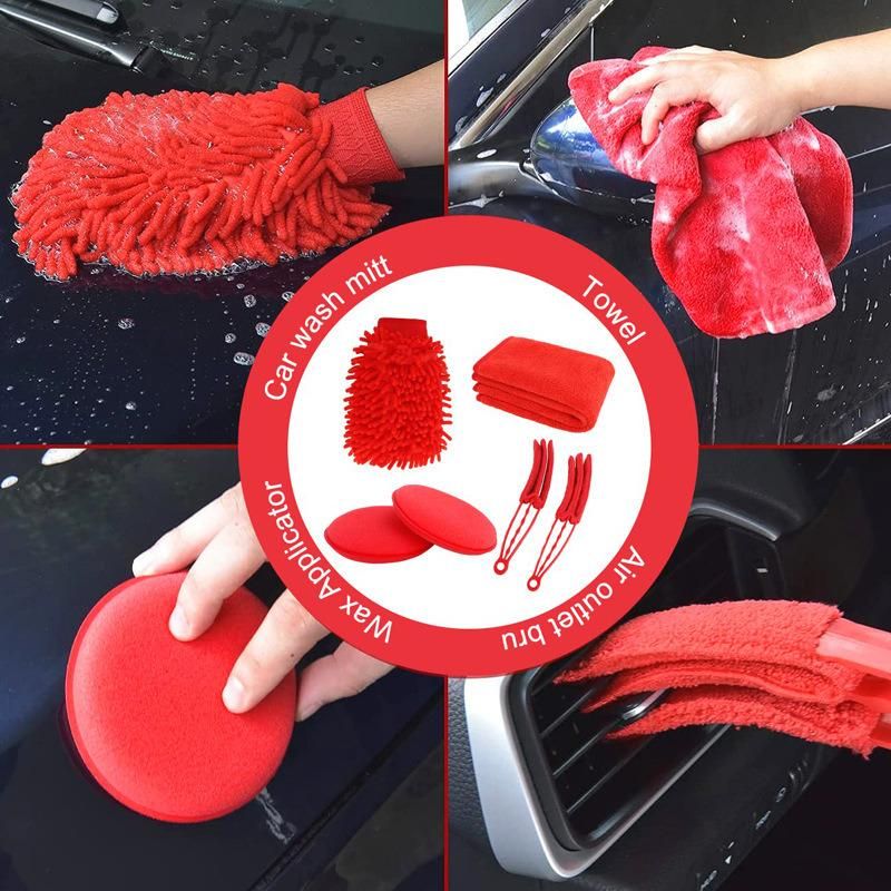 Cross-Border Supply Car Beauty Cleaning Tool 22 Set Car Wash Detail Brush Car Air Conditioning Cleaning Drill Brush Head