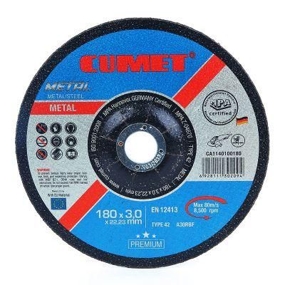 Cumet 7&prime; &prime; Cutting Wheel for Metal Steel Inox (180X3.0X22.2) Abrasive with MPa Certificates