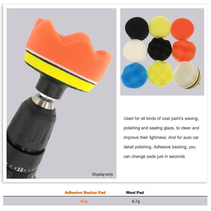 10 Sets Polishing Wheel Car Beauty Waxing Polishing Padcross-Border Supply 3 Inch 75mm Back Velvet Foam Polishing Sponge Pad
