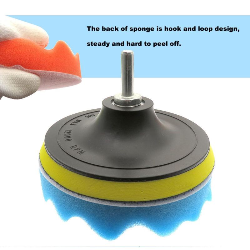 Cross-Border Supply 5 Inch 8 Pieces of Wavy Car Polished Sponge Car Cleaning Wax Polished Car Wash Sponge