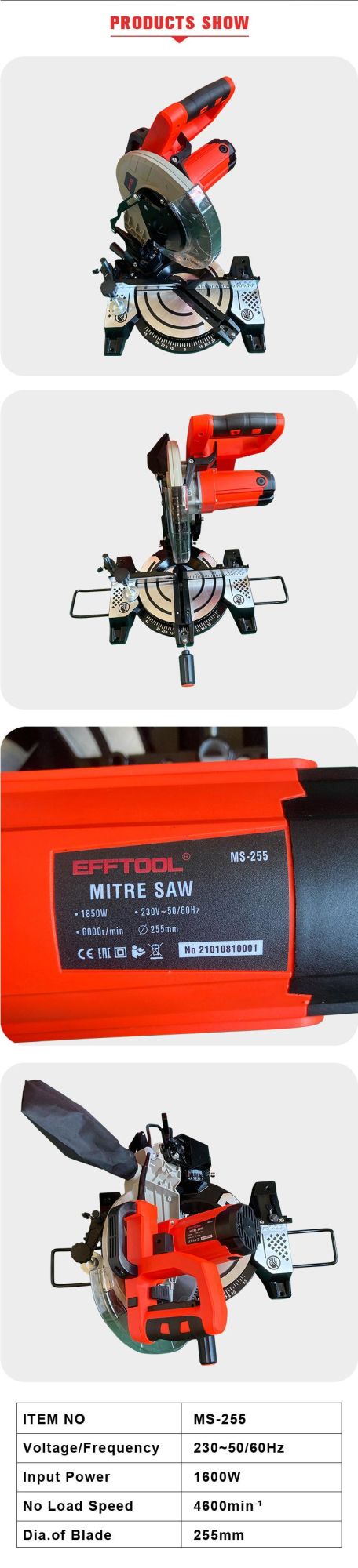 2021 Hot Sale Efftool 1600W High Quality Mitre Saw
