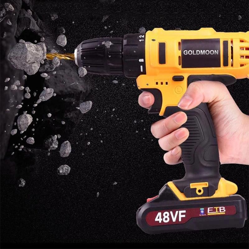 Goldmoon Electirc Combo Drill Power Craft Cordless Portable Tools Wireless Nail Drill Battery 48V Charged Drills