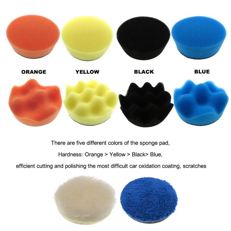 Cross-Border Supply 3-Inch Car Polishing Sponge 21-Piece Set of Car Cleaning Supplies Beauty Waxing Self-Adhesive Polishing Disc Pad