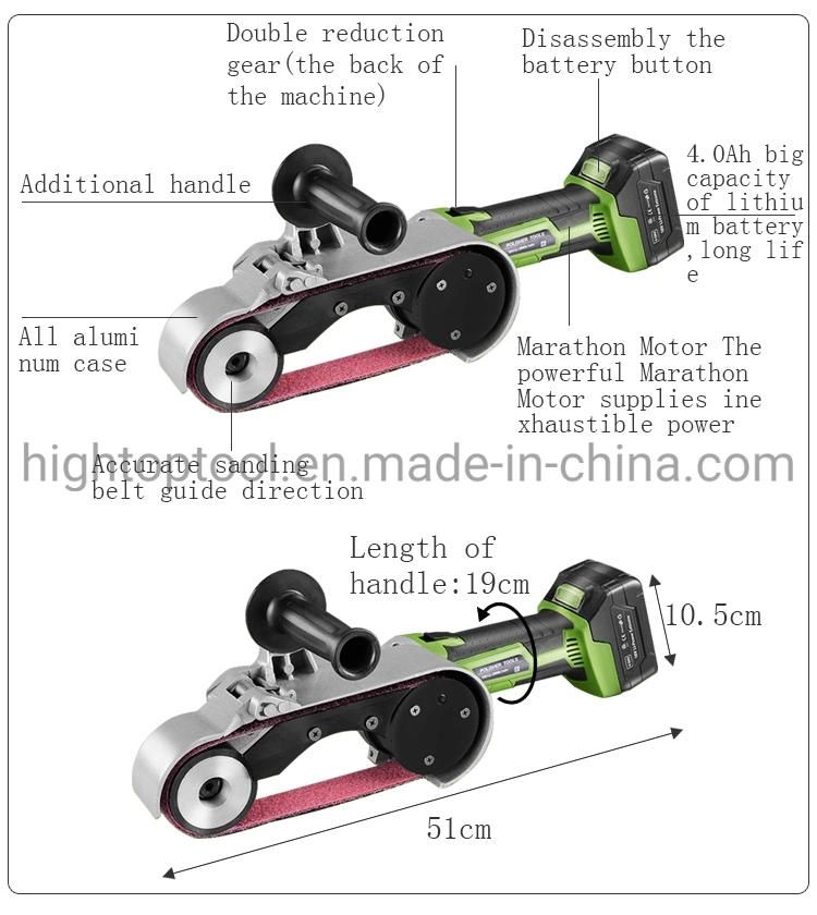 Lithium Charging Cordless Electric Metal Stainless Steel Pipe Tube Finishing Burnishing Belt Sander Polisher