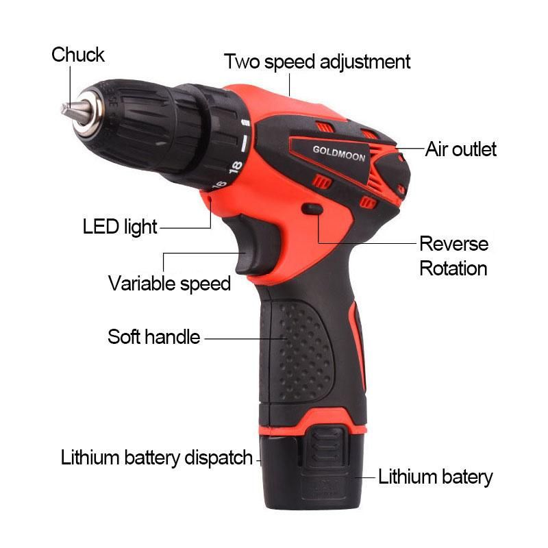 Goldmoon Cordless Max Chuck Dia 13mm Carton Brushless Motor Drill