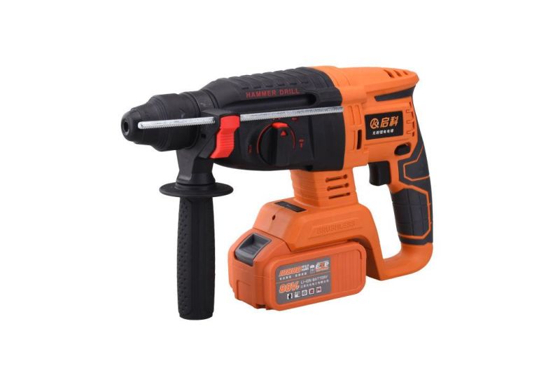 Rechargeable Brushless Cordless Electric Rotary Hammer Drill with Two Lithium Battery