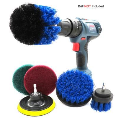 Electric Drill Brush 6-Piece Set Electric Hexagon Electric Drill Cleaning Blue Brush Head
