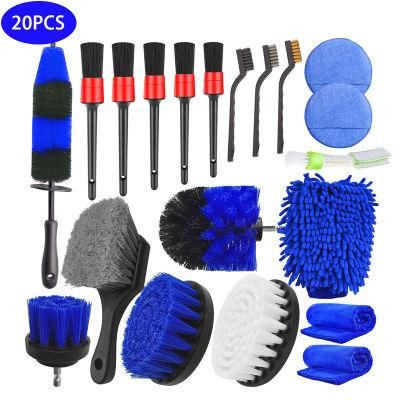 Cross-Border Supply Car Beauty Cleaning Tool 20 Sets of Car Interior Cleaning Detail Brush PP Electric Drill Brush Head