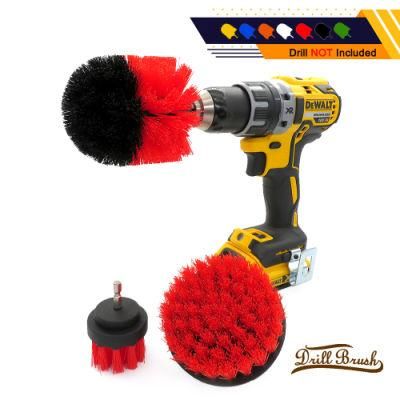 Electric Drill Brush 3-Piece Set 2 Inch 3.5 Inch 4 Inch Electric Red Cleaning Brush Head