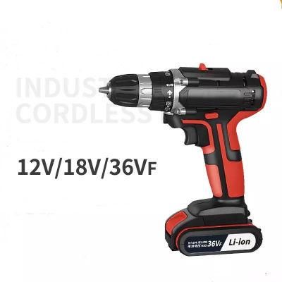 Power Tool 12V/18V/21V/36vf Small Rechargeable Lithium Electric Drill Cordless Drill Set Cordless