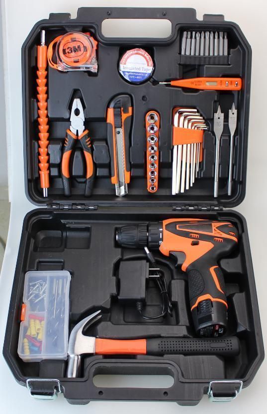 Electric Driver 12V Rechargeable Li-ion Battery Cordless Drill Tool Set 58PCS