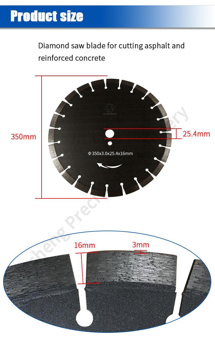 350mm Diamond Tubo Saw Blade Diamond Granite Continuous Rim Saw Blade