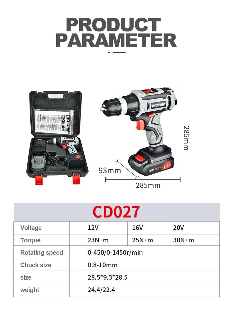 18V Li-ion Power Tool Battery Compatible Electric Cordless Drill