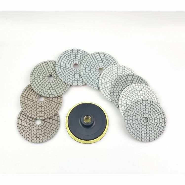 4 Inch Wet/Dry Set of 10+1 Backer Pad for Granite Concrete Marble Diamond Polishing Disc Pad