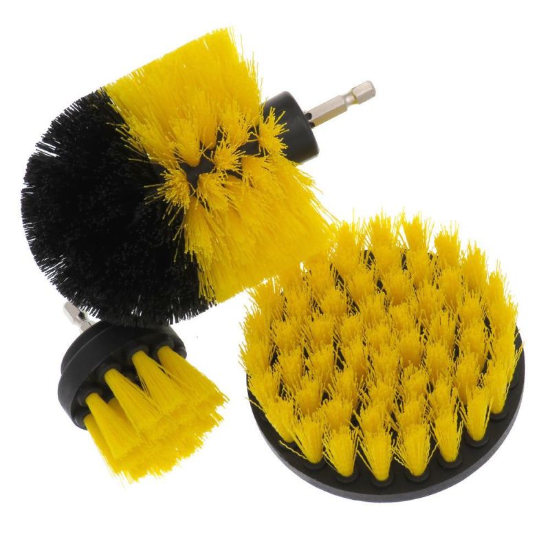 Electric Drill Brush 6-Piece Electric Yellow Cleaning Brush with Connecting Rod Disc Combination Set