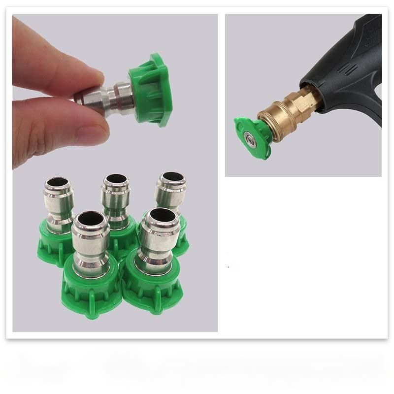 Cross-Border Supply Cleaning Machine Water Gun Nozzle 25° Fan-Shaped Stainless Steel Nozzle Green High-Pressure Nozzle Spot