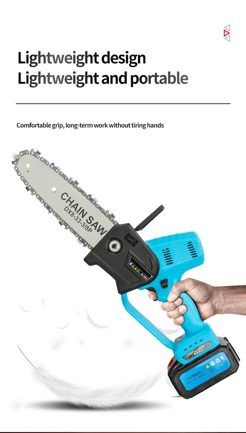 21V Mini Electric Chainsaw Rechargeable 8-Inch Lithium Battery Portable Electric Saw Household One-Handed Christmas Tree