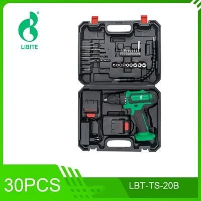 Libite 20V Cordless Drill Lithium Battery 30PCS Tools Sets