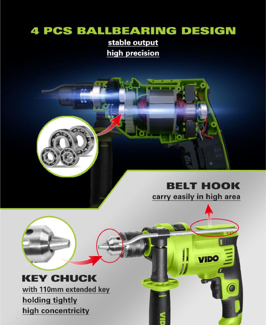 Vido Professional Power Tools Good Guality 650W 13mm Electric Impact Drill